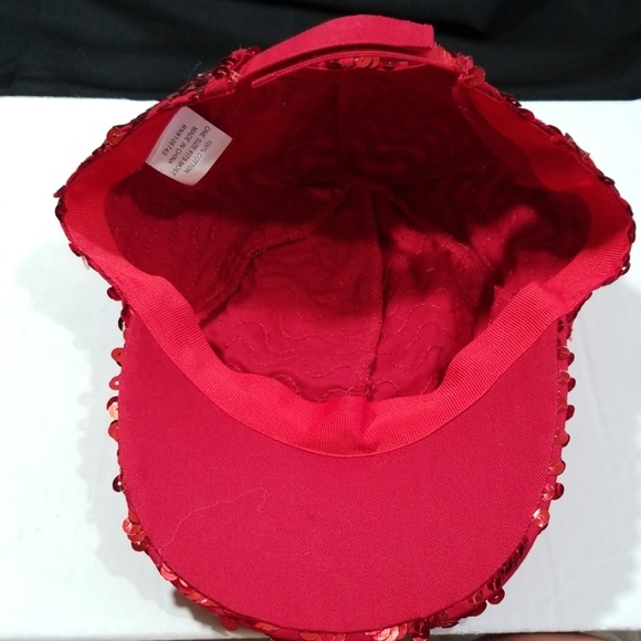 Red Sequin Glamour Hat Cap. - Picture 7 of 8
